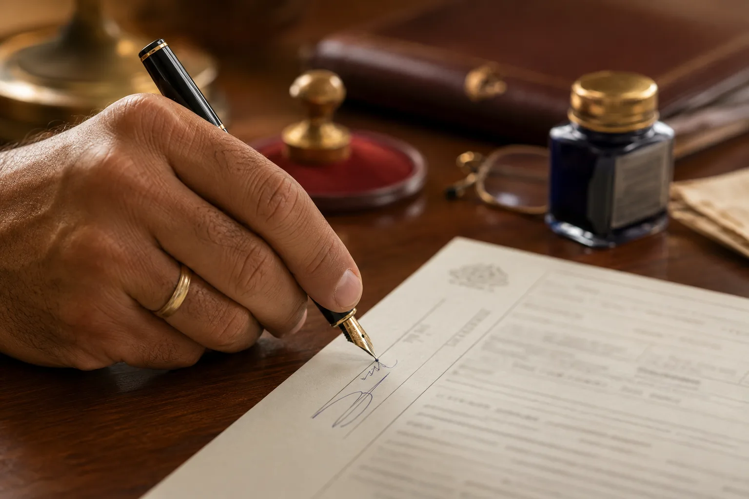 Firma de una escritura pública de compraventa ante notario en Chile