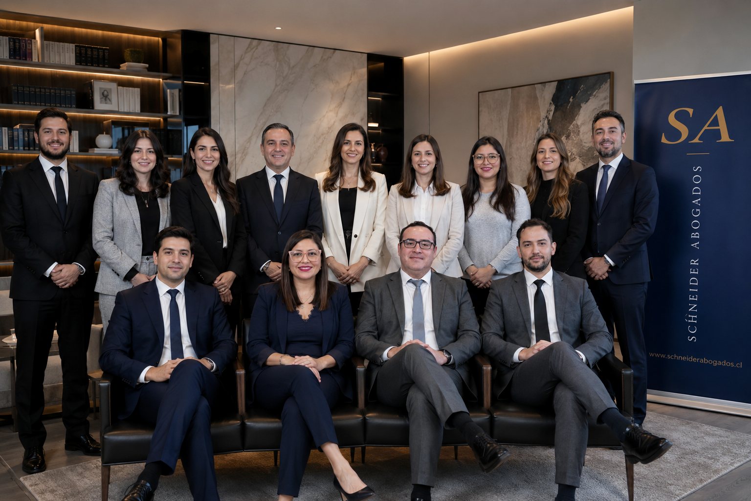 Equipo de Schneider Abogados en su sede del WTC Las Condes